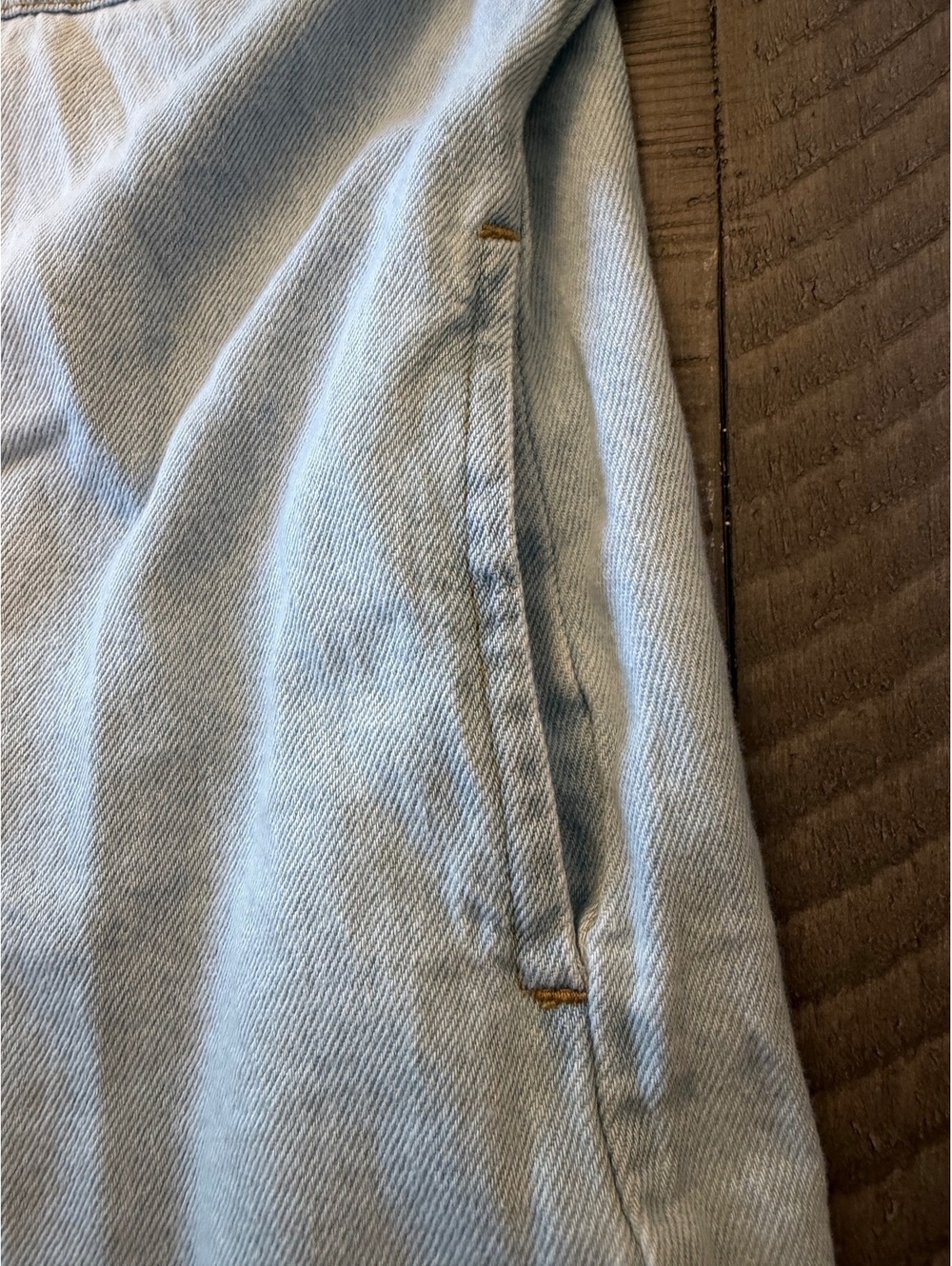 Risen 100% cotton light wash denim button up long sleeve shirt - Picture 9 of 12